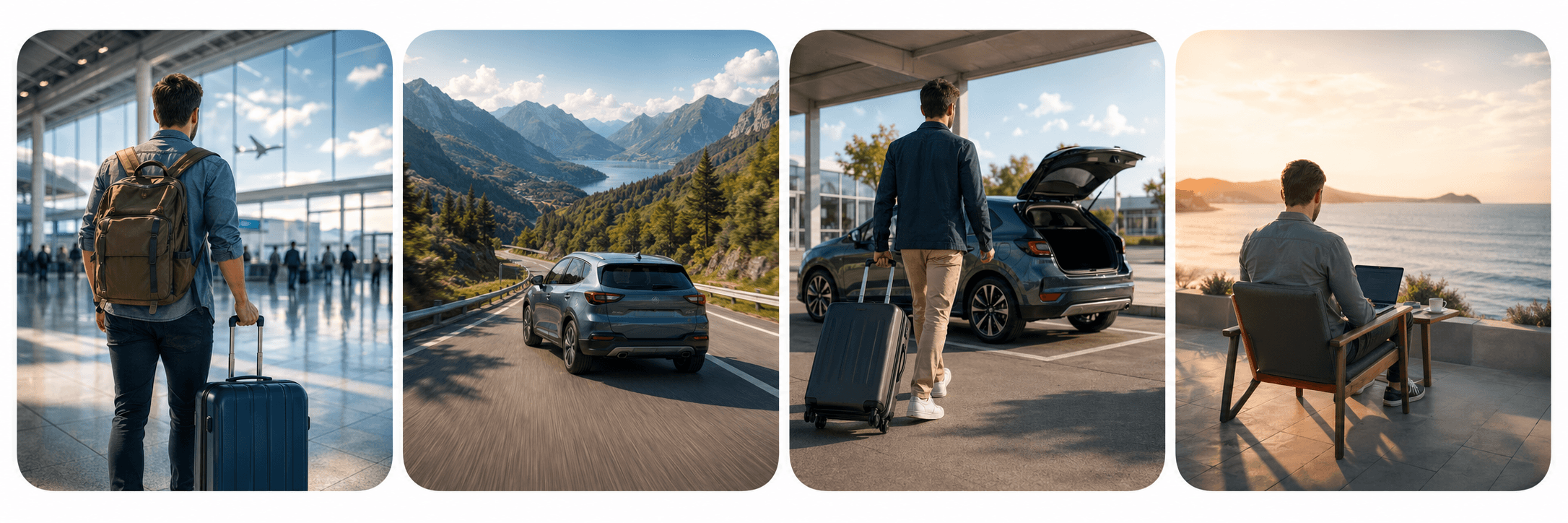 Travel scenes for rental car trips